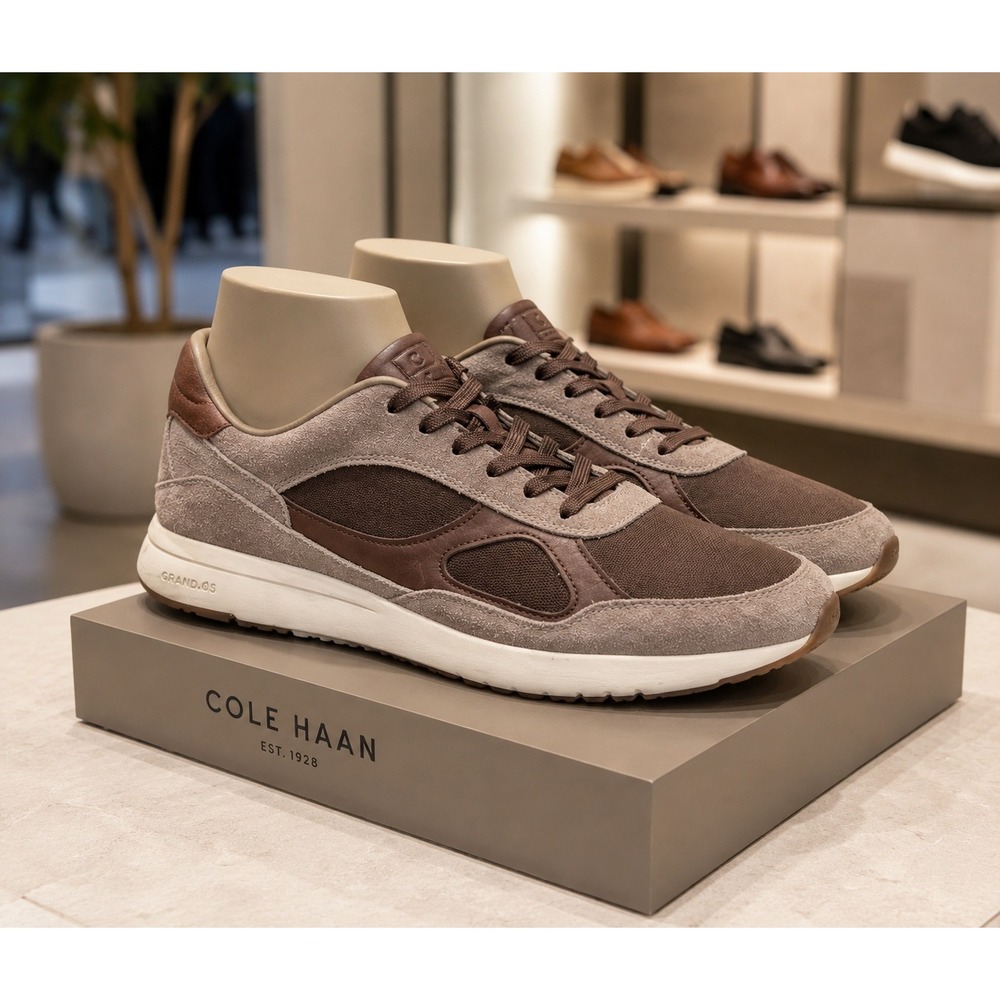 Cole Haan Brown and Taupe Suede Sneakers